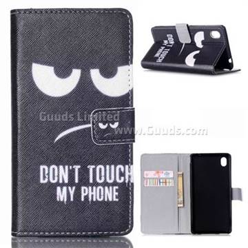 Do Not Touch My Phone Leather Wallet Case for Sony Xperia M4 Aqua E2303 E2333 E2353