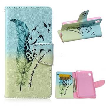 Feather Bird Leather Wallet Case for Sony Xperia M4 Aqua E2303 E2333 E2353