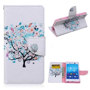 Colorful Tree Leather Wallet Case for Sony Xperia M5 E5603 / M5 Dual E5633