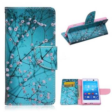 Blue Plum Leather Wallet Case for Sony Xperia M5 E5603 / M5 Dual E5633