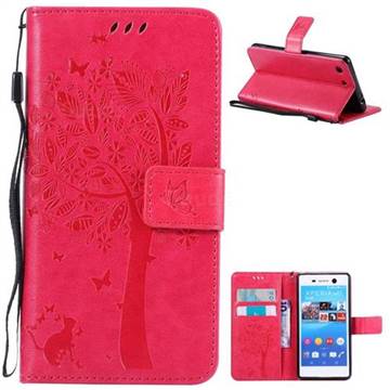 Embossing Butterfly Tree Leather Wallet Case for Sony Xperia M5 E5603 / M5 Dual E5633 - Rose