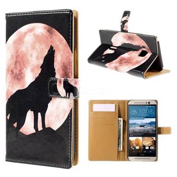 Moon Wolf Leather Wallet Case for HTC One M9 Hima