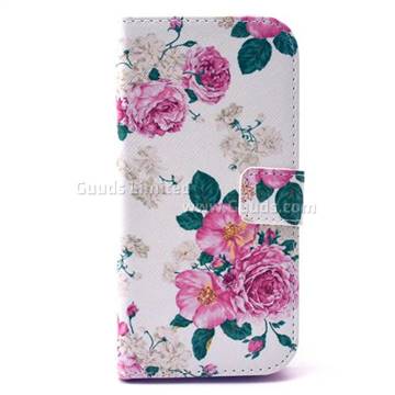 Chinese Rose Leather Wallet Case for HTC One M9 Hima