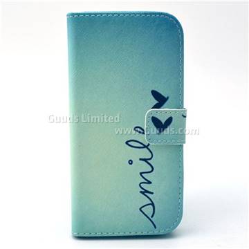 Sample Smile Leather Wallet Case for HTC One M9 Hima