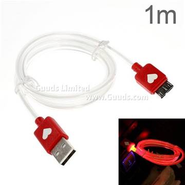 LED Glow Micro USB 3.0 Data Cable for Samsung Galaxy S5 / Galaxy Note 3, (Red, 1M)