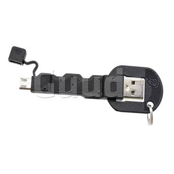 Keychain Style Mini Data And Charging Micro USB Cable - Black