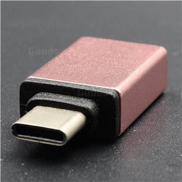 Metal Type-C Male to USB Female Adapter OTG Adapter - Rose Gold