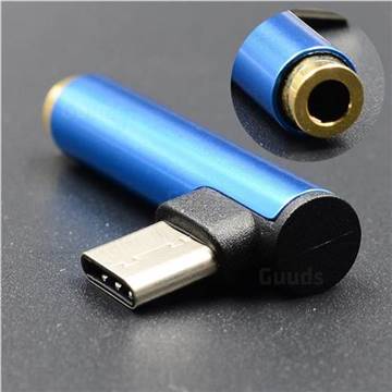 Metal Type-C Male to 3.5mm Headphone Jack Adapter, 3.5mm Headphone Jack Female to Type-C Male Adapter - Blue