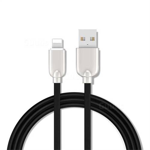 1.5m Metal Zinc Alloy Candy 8 Pin USB Data Charging Cable for Apple iPhone / iPad / iPod - Black