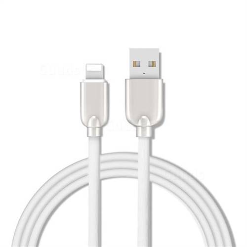 1.5m Metal Zinc Alloy Candy 8 Pin USB Data Charging Cable for Apple iPhone / iPad / iPod - White