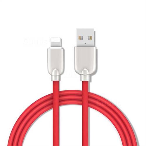 1.5m Metal Zinc Alloy Candy 8 Pin USB Data Charging Cable for Apple iPhone / iPad / iPod - Red