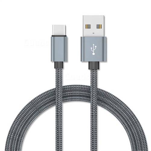 1m Metal Weaving Type-C Data Charging Cable USB C to USB A Cable - Silver