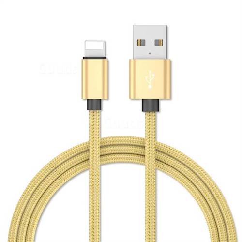 1m Metal Weaving 8 Pin Data Charging Cable for Apple iPhone - Golden