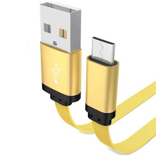 1m Metal Noodle Sawtooth Micro USB Data Charging Cable for Android Phones - Golden
