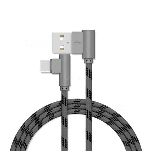 90 Degree Angle Nylon Type-c Data Charging Cable - Gray / 1m
