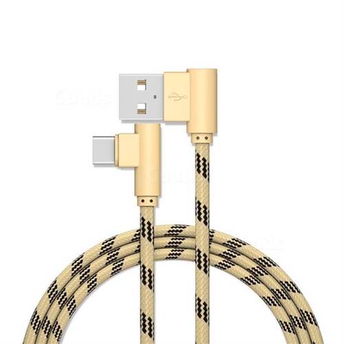 90 Degree Angle Nylon Type-c Data Charging Cable - Golden / 1m