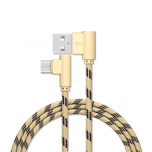 90 Degree Angle Nylon Micro USB Data Charging Cable - Golden / 1m