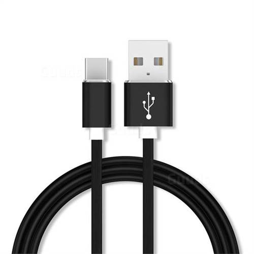 1m Metal Head Candy Soft Type-C Data Charging Cable USB C to USB A Cable - Black