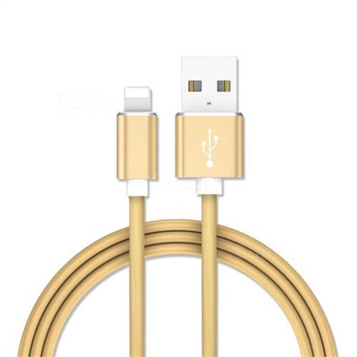 1m Metal Head Candy Soft 8 Pin Data Charging Cable for Apple iPhone - Golden