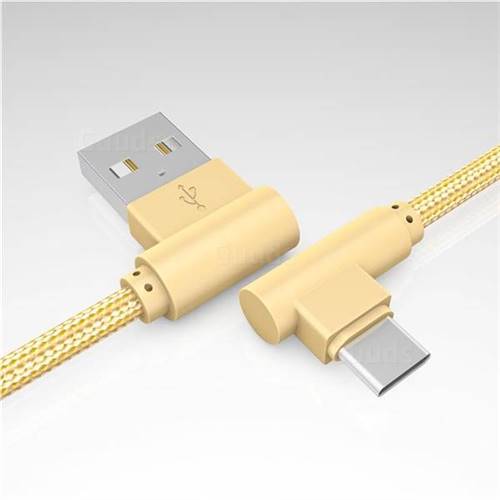 90 Degree Angle Weaving Type-c Data Charging Cable - 1m / Golden