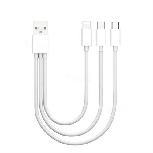 3 in 1 Type-c + Micro USB + Apple 8 Pin Short Charging Cable, length 20cm