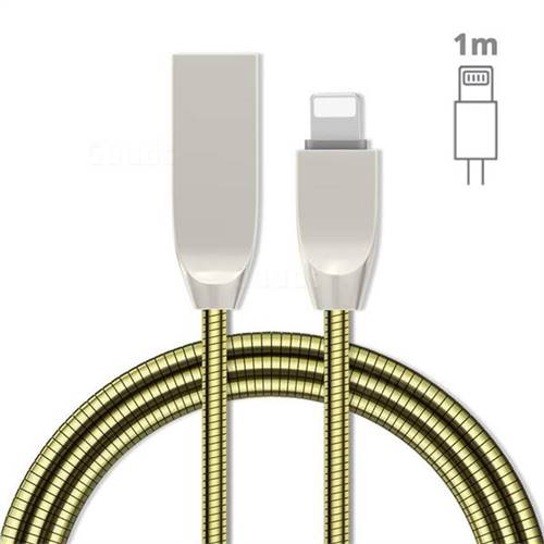 1m Metal Candy Soft Apple 8 Pin Data Charging Cable 8Pin to USB A Cable - Golden