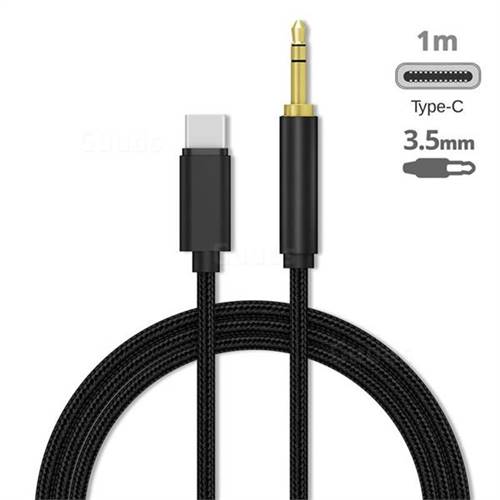 Audio Jack 3.5mm Male to Type-C Male Cable USB C to 3.5mm Jack Cable - 1m Black
