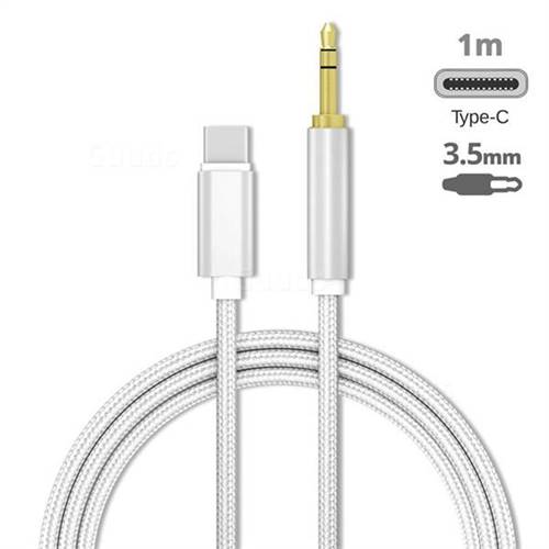 Audio Jack 3.5mm Male to Type-C Male Cable USB C to 3.5mm Jack Cable - 1m Silver