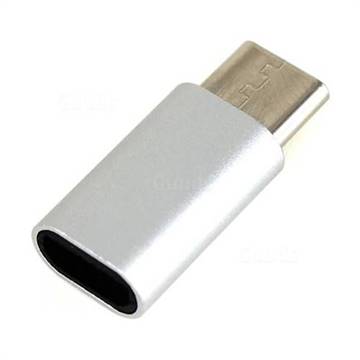 Aluminum Alloy Micro USB Female to Type-C Male Adapter - Silver