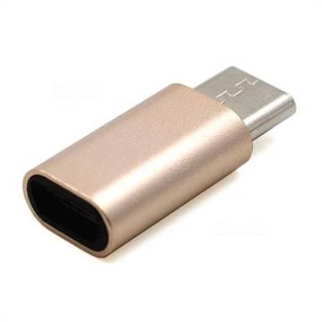 Aluminum Alloy Micro USB Female to Type-C Male Adapter - Golden