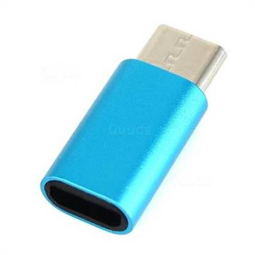 Aluminum Alloy Micro USB Female to Type-C Male Adapter - Blue