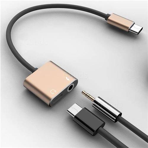 Aluminum Alloy 2 in 1 Audio Jack 3.5mm + USB C Typec Female to TypeC