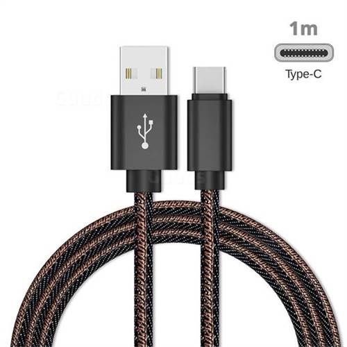 Jeans Braided Durability Anti-winding Type-C Quick Charging Cable - Black