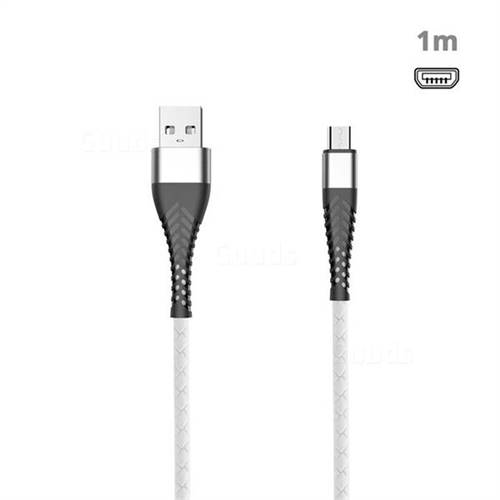 Fish Bone Line Soft 100cm 3.0A Fast Micro USB Data Charging Cable - White