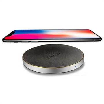 Suteni PU Leather Portable Wireless Phone Charger Fast Charge Qi Wireless Charging Thin Pad - Black