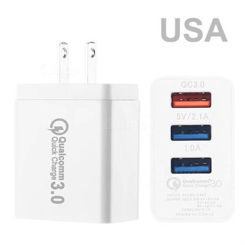 QC 3.0 USB Wall Charger 3 Ports USB Travel Charger - USA Plug