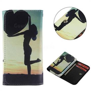 Love Girl Pattern Universal Phone Leather Wallet Case Cover, Size 12.8x6.6CM