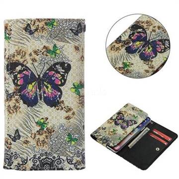 Butterfly Pattern Universal Phone Leather Wallet Case Cover, Size 14.5x8CM