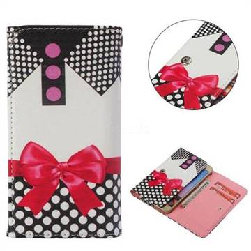 Clothes Bow Pattern Universal Phone Leather Wallet Case Cover, Size 14.5x8CM