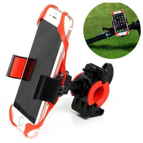 Universal 360 Degree Rotation Bicycle Phone Holder with Flexible Stretching Clip for Mobile Phone