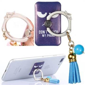 Universal 360 Rotation Stylish Holder Finger Ring Kickstand with Tassel for Mobile Phone Folding - Do Not Touch My Phone