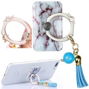 Universal 360 Rotation Stylish Holder Finger Ring Kickstand with Tassel for Mobile Phone Folding - Marble