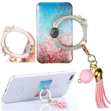 Universal 360 Rotation Stylish Holder Finger Ring Kickstand with Tassel for Mobile Phone Folding - Cherry Blossoms