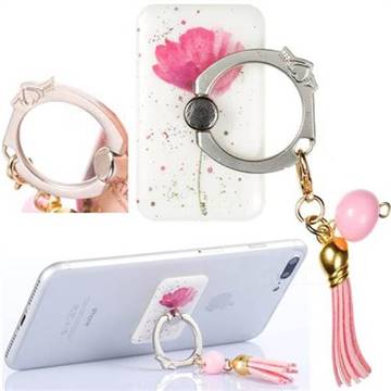 Universal 360 Rotation Stylish Holder Finger Ring Kickstand with Tassel for Mobile Phone Folding - Watercolor