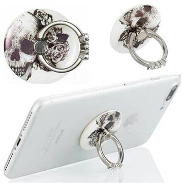 Flexible Universal 360 Rotation Stylish Holder Finger Ring Kickstand for Mobile Phone Folding - Skull Flower