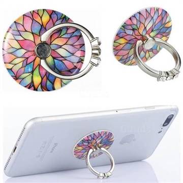 Flexible Universal 360 Rotation Stylish Holder Finger Ring Kickstand for Mobile Phone Folding - Colorful Lotus