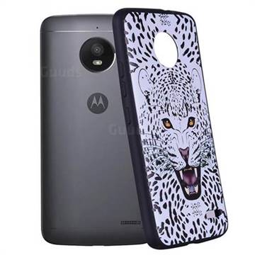Snow Leopard 3D Embossed Relief Black Soft Back Cover for Motorola Moto E4(Europe)