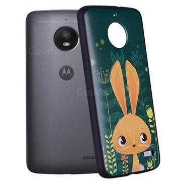 Cute Rabbit 3D Embossed Relief Black Soft Back Cover for Motorola Moto E4(Europe)