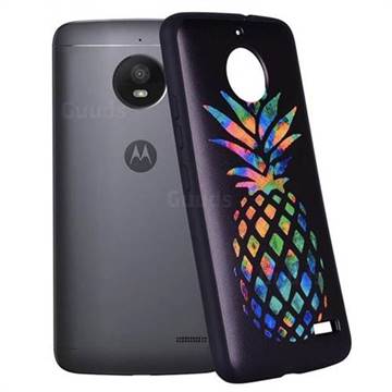 Colorful Pineapple 3D Embossed Relief Black Soft Back Cover for Motorola Moto E4(Europe)