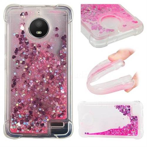 Dynamic Liquid Glitter Sand Quicksand TPU Case for Motorola Moto E4(Europe) - Pink Love Heart